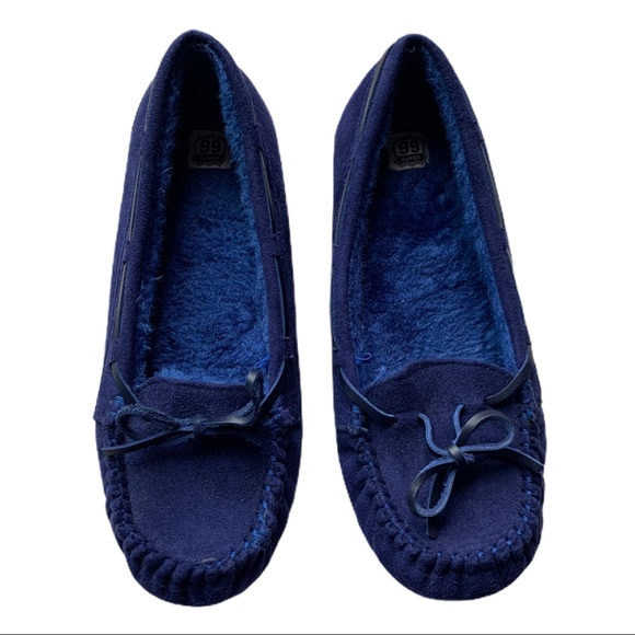 blue moccasin slippers